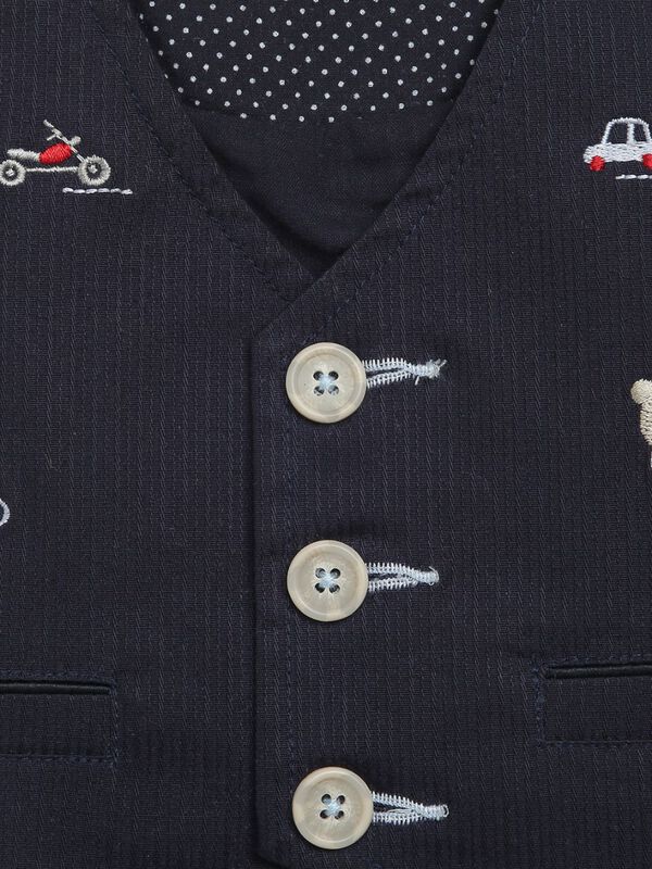 Navy Blue Embroidered Waistcoat image number null
